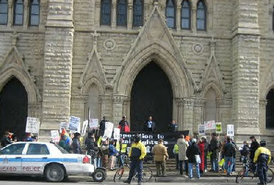 GLN protesting the Catholic Leadership outside Holy Name Cathedral.