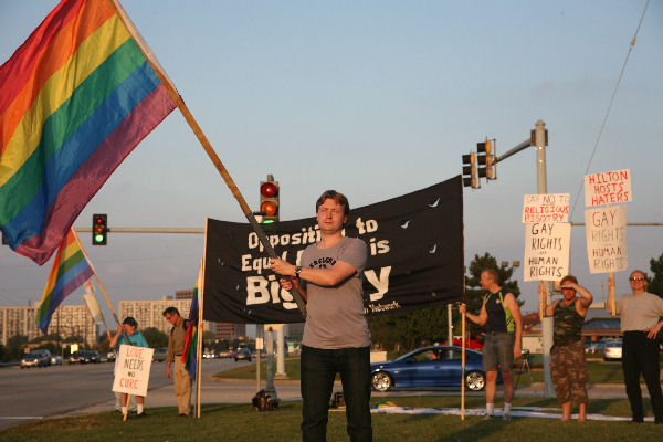 Nikolai Alexeyev at the protest against LeBarbera.