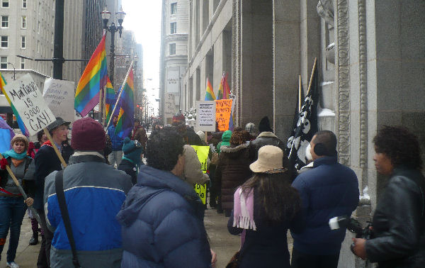Picket in front of the Cook County Marriage License Bureau.