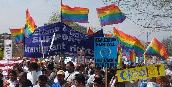 LGBT Contingent in the May 1st, 2008 Immigrant Rights March.