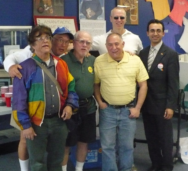 Gay Liberation Network members with Arsham Parsi.