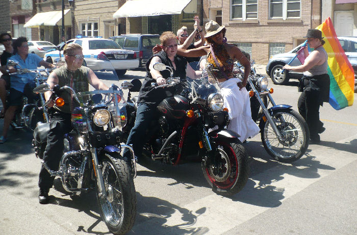 Dykes on Bikes, leading the march.