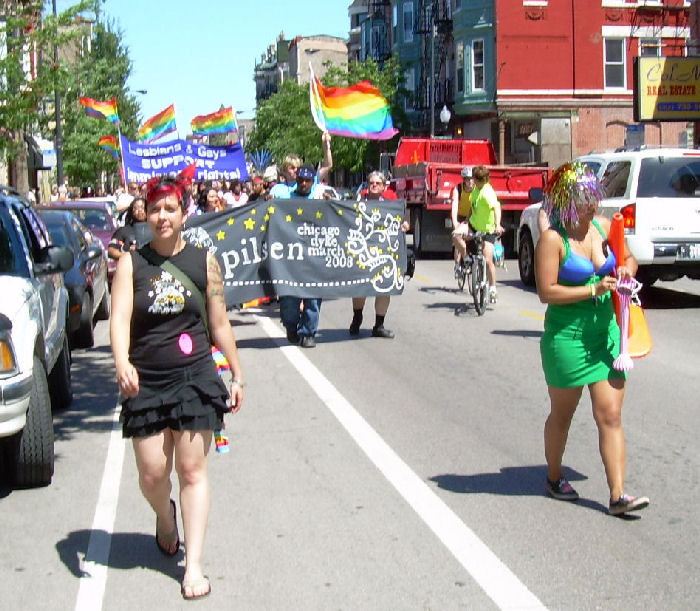 Nicole Perez (front left), one of the dyke march's lead organizers.