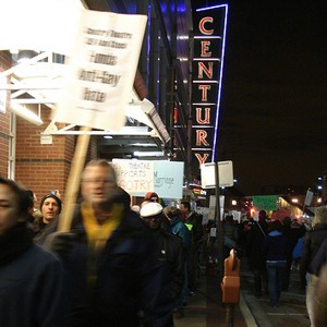 500 people protest at Century Theatre in Evanston
